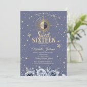 Celestial Moon Sun Moon Stars Lavander Sweet 16 Einladung (Stehend Vorderseite)