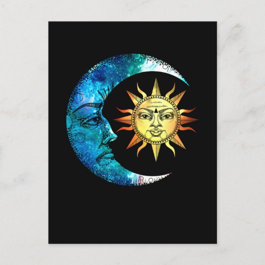 Celestial Moon Sun Spiritualität Luna Art Postkarte (Vorderseite)