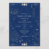Celestial moon sun stars constellations wedding einladung (Vorderseite)
