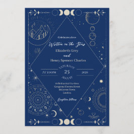 Celestial moon sun stars constellations wedding einladung