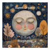 Celestial Moon Sweet Dreams Kinder Individuelle Na Poster (Vorderseite)