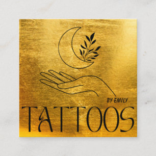Celestial Moon Tattoo Salon Gold Metallic Quadratische Visitenkarte