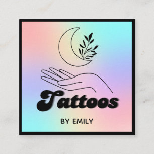 Celestial Moon Tattoo Salon Holographic Quadratische Visitenkarte