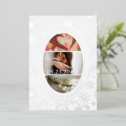 Celestial Moon Wedding Ankündigung Save the Date (Stehend vorne)