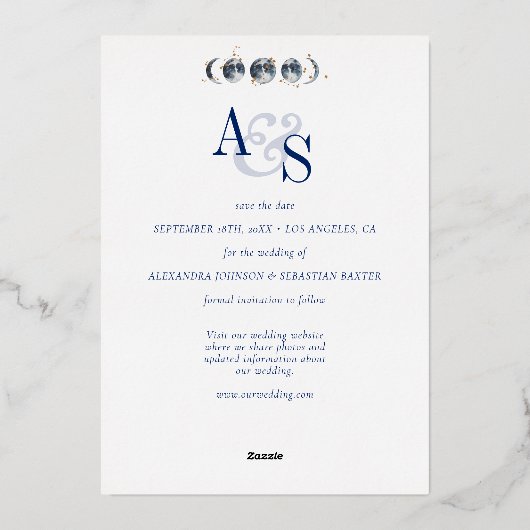 Celestial Moon Wedding Ankündigung Save the Date (Rückseite)