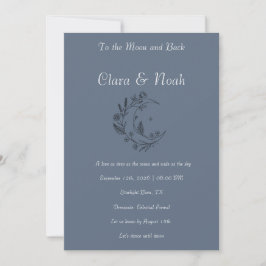 Celestial Moon Wedding Invitation Dusty Blue Einladung