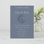 Celestial Moon Wedding Invitation Dusty Blue Einladung (Stehend Vorderseite)