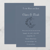 Celestial Moon Wedding Invitation Dusty Blue Einladung (Vorne/Hinten)