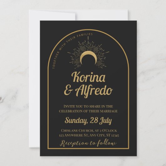 Celestial Moon Wedding Invite Einladung (Vorderseite)