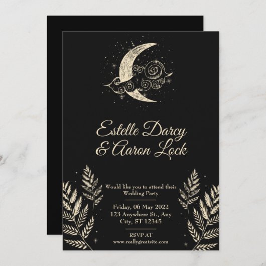 Celestial Moon Wedding Invite Einladung (Vorne/Hinten)
