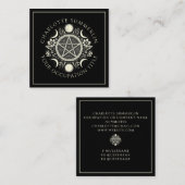 Celestial Moons Black Quadratische Visitenkarte (Vorne/Hinten)