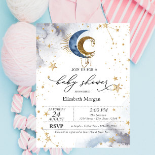 Celestial Moons, Stars Babydusche Einladung