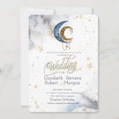 Celestial Moons, Stars Chic Wedding Einladung (Vorderseite)