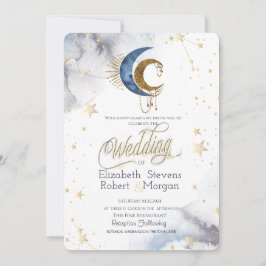 Celestial Moons, Stars Chic Wedding Einladung