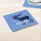 Celestial Moose Silhouette Custom Rechteckiger Pappuntersetzer (angewinkelt)