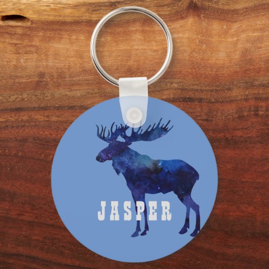 Celestial Moose Silhouette Custom Schlüsselanhänger (Vorderseite)