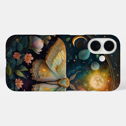 Celestial Moth and Full Moon – Enchanted Night Case-Mate iPhone Hülle (Rückseite (Horizontal))