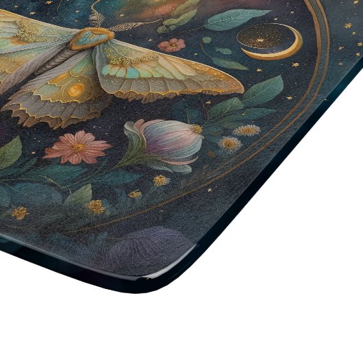 Celestial Moth and Moon Phases – Enchanted Night Schneidebrett (Ecke)