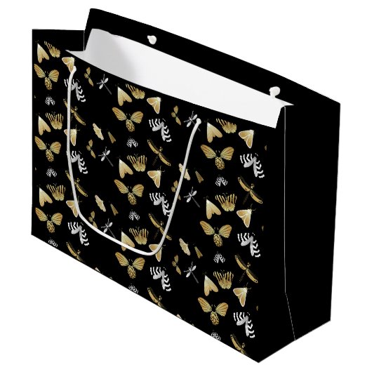 Celestial Moth Butterfly Pattern Große Geschenktüte (Vorderseite Schrägansicht)