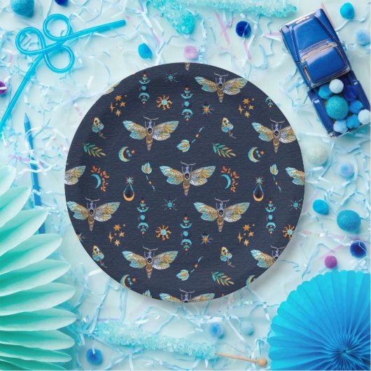 Celestial Moth Butterfly Pattern Pappteller (Party)