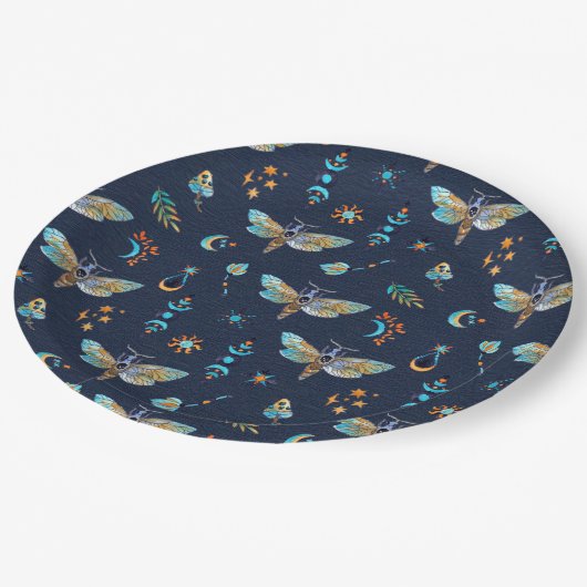 Celestial Moth Butterfly Pattern Pappteller (Schrägansicht)