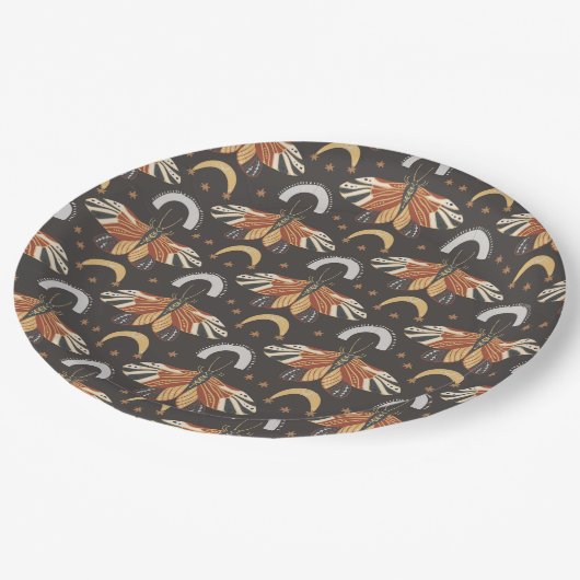 Celestial Moth Butterfly Pattern Pappteller (Schrägansicht)
