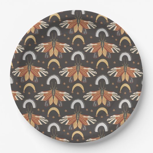 Celestial Moth Butterfly Pattern Pappteller (Vorderseite)
