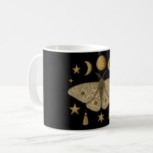 Celestial Moth Halloween Boho Kaffeetasse (Vorderseite Links)