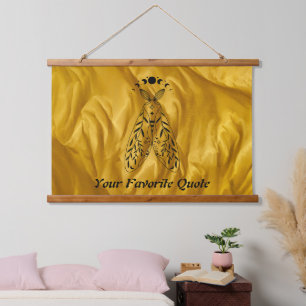 Celestial Moth Hanging Tapestry Wandteppich Mit Holzrahmen