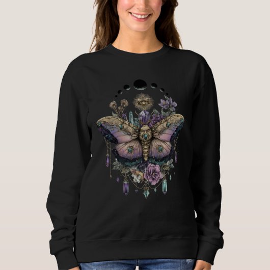 Celestial Moth Moon Phases Gothic Witch Sweatshirt (Vorderseite)