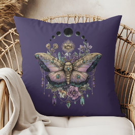 Celestial Moth Moon Phases Throw Pillow Kissen
