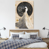 Celestial Muse Wall Art | Dreamy Cosmic Woman Leinwanddruck (Insitu (Schlafzimmer))