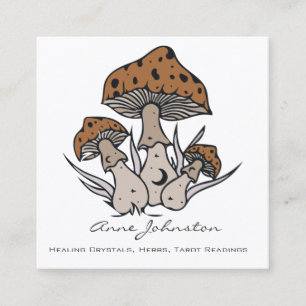 Celestial Mushrooms Boho Square Business Card Quadratische Visitenkarte
