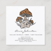 Celestial Mushrooms Boho Square Business Card Quadratische Visitenkarte (Rückseite)