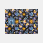 Celestial Muster Moon Stars Sun Monogram Baby Fle Fleecedecke (Vorderseite (Horizontal))