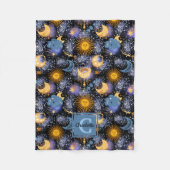 Celestial Muster Moon Stars Sun Monogram Baby Fle Fleecedecke (Vorderseite)
