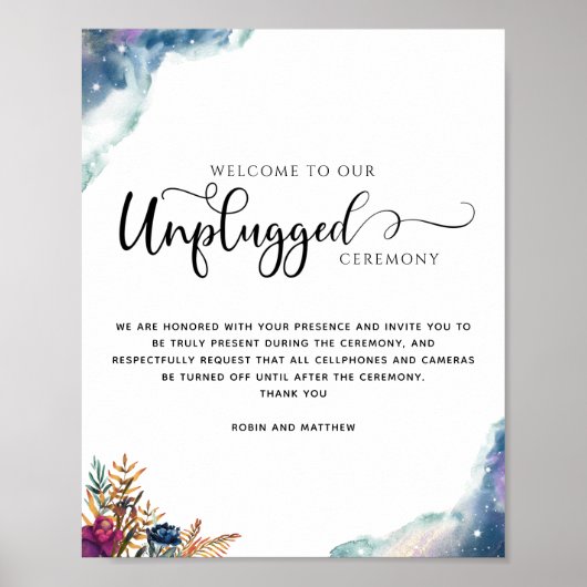 Celestial Mystic Garden Unplugged Zeremony Sign Poster (Vorne)