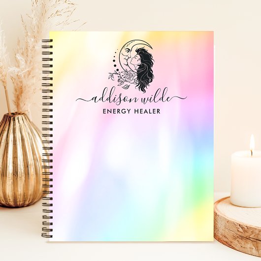 Celestial Mystic Moon Goddess Rainbow Personalisie Notizblock