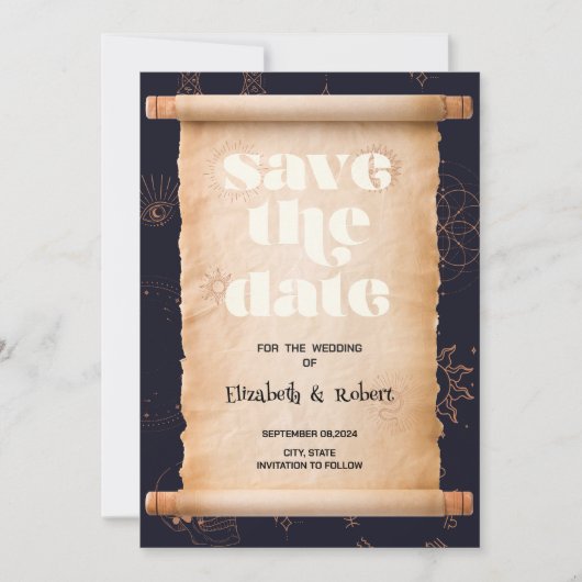 Celestial Mystical Element Halloween Save the Date (Vorderseite)