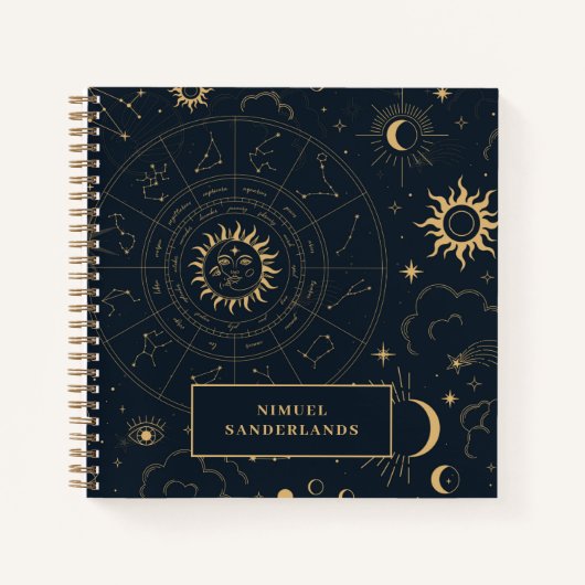 Celestial Mystical Elements Starsign Notebook Notizblock (Vorderseite)