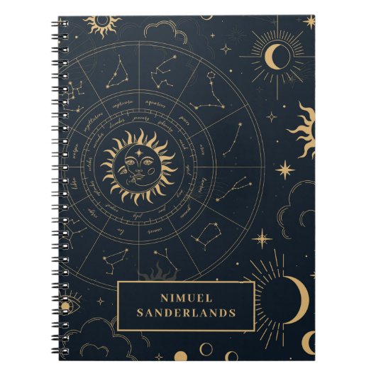 Celestial Mystical Elements Starsign Notebook Notizblock (Vorderseite)