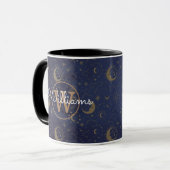 Celestial Mystical Gold Monogram Script Name Tasse (Vorderseite Links)