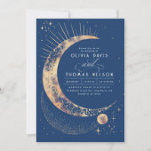 Celestial Mystical Moon Starry Night Boho Wedding Einladung (Vorderseite)