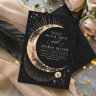 Celestial Mystical Moon Starry Night Boho Wedding Einladung