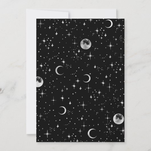 Celestial Mystical Moon Starry Night Boho Wedding Einladung (Rückseite)