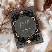 Celestial Mystical Moon Starry Night Boho Wedding RSVP Karte