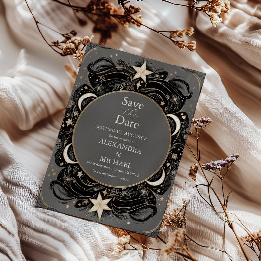Celestial Mystical Moon Starry Night Boho Wedding Save The Date