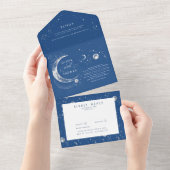 Celestial Mystical Moon Stars Halo Wedding All In One Einladung (Abreißen)