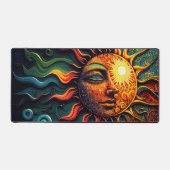 Celestial Mystical Painted Künstlerisch Sun Face Schreibtischunterlage (Vorderseite)