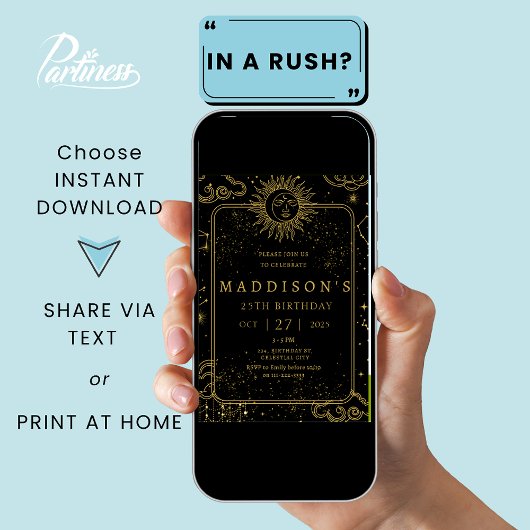 Celestial Mystical Starry Night Starsign Geburtsta Einladung